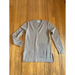 McCulley's Sweater Tunic Womens Medium Beige 100% Cashmere V Neck Scotland